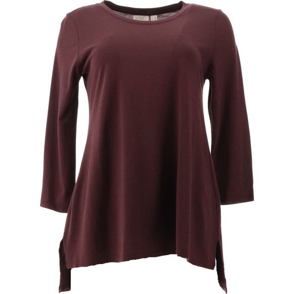 NWT LOGO PRINCIPLES BY LORI GOLDSTEIN 3/4 SLEEVE HI-LOW HEM TOP FUDGE XXS‎ - Picture 2 of 13